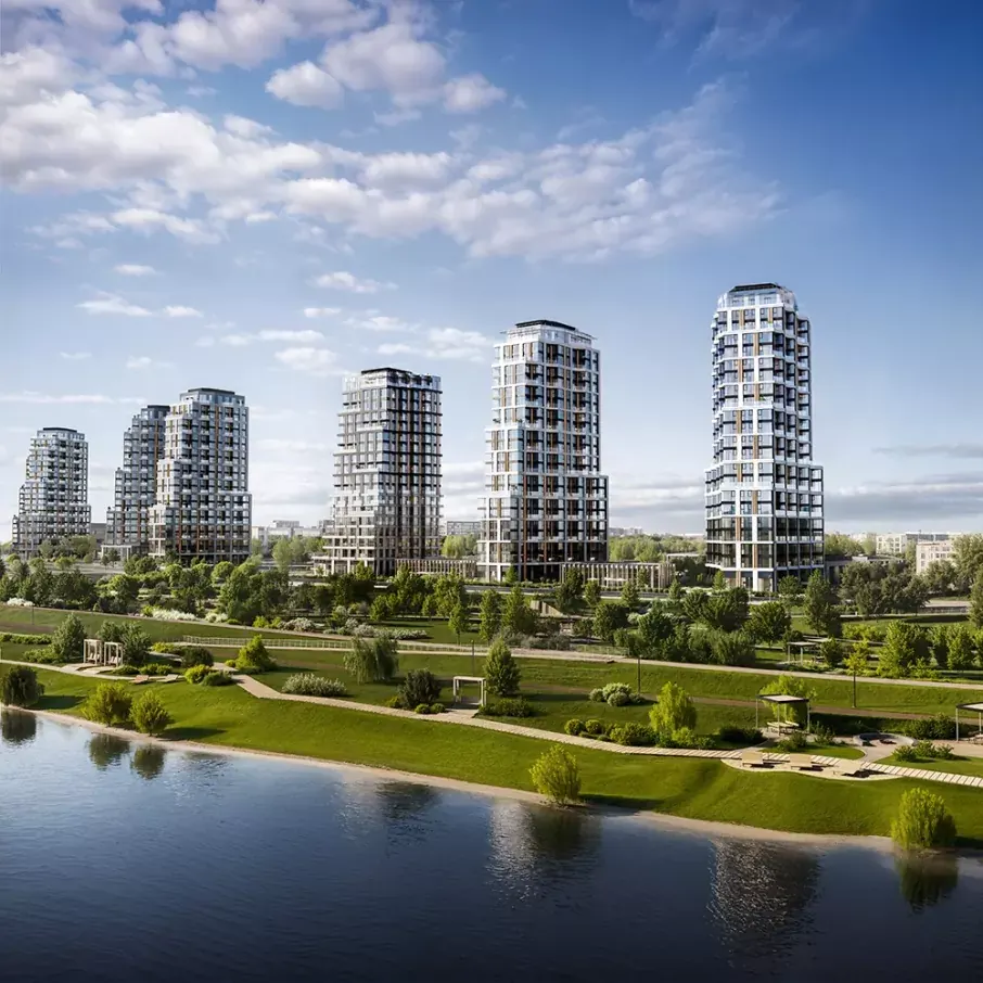 Primavera, residential towers along the river