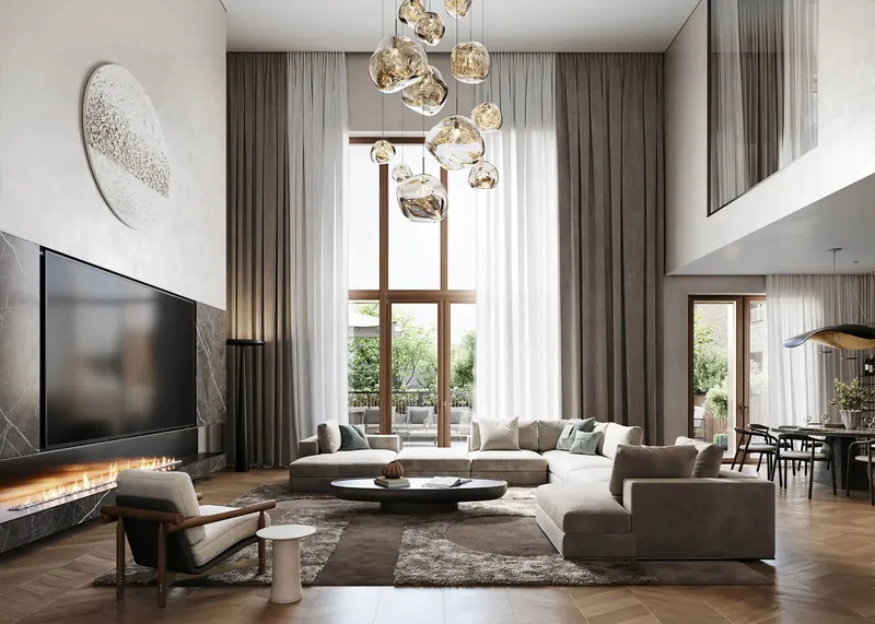 Tessinsky 1, double-height living room